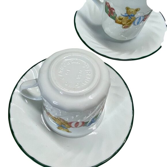Corelle Teddy Bear Holiday Themed Cups & Saucers Set Of 4 - Picture 6 of 7